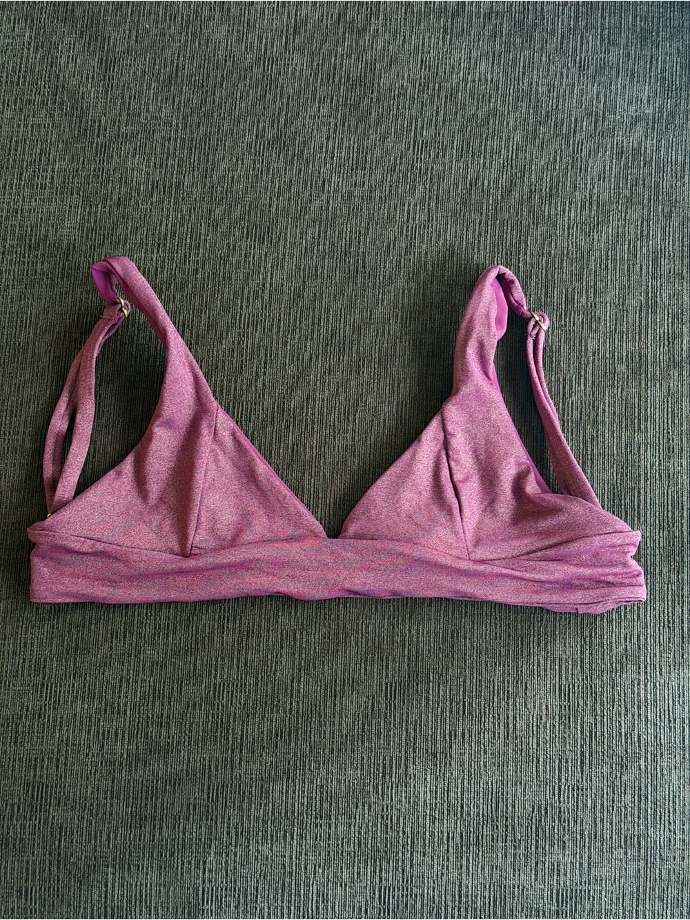 SKATIE Lucia Top in Estrella - Purple Sparkls Triangle Bikini Top